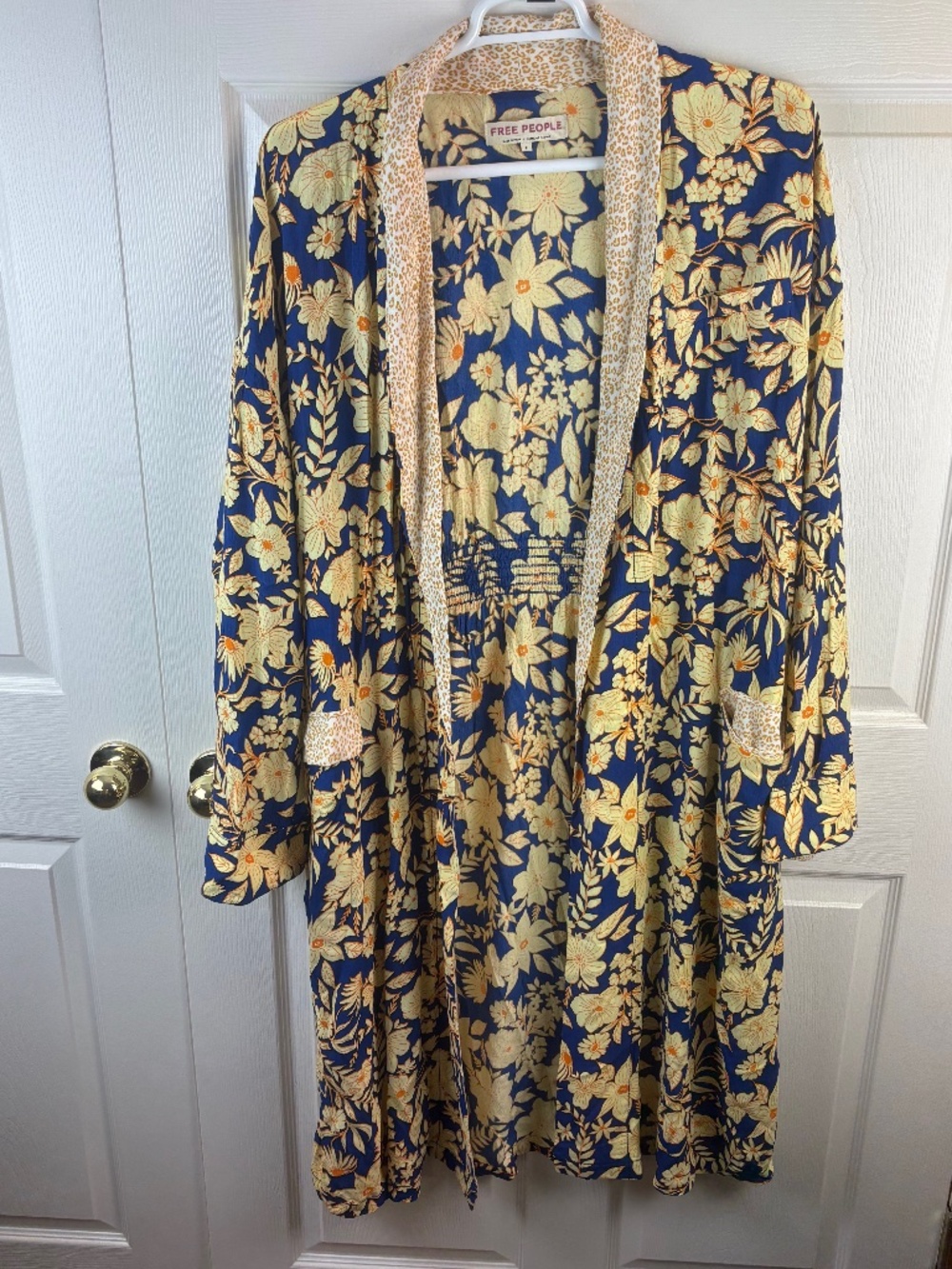 Free People Wild Nights Open Front Floral Duster